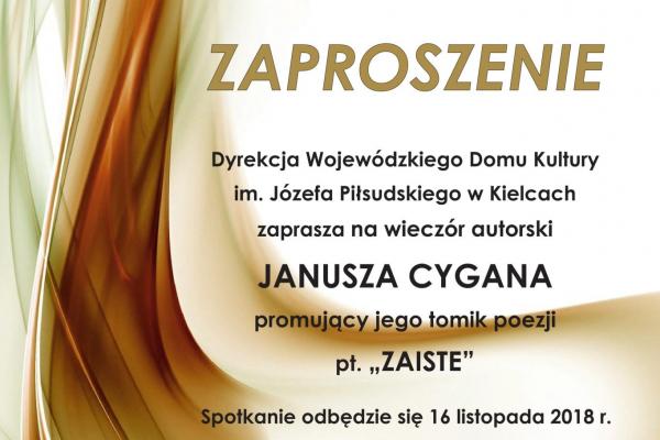 Promocja tomiku wierszy „Zaiste” Janusza Cygana