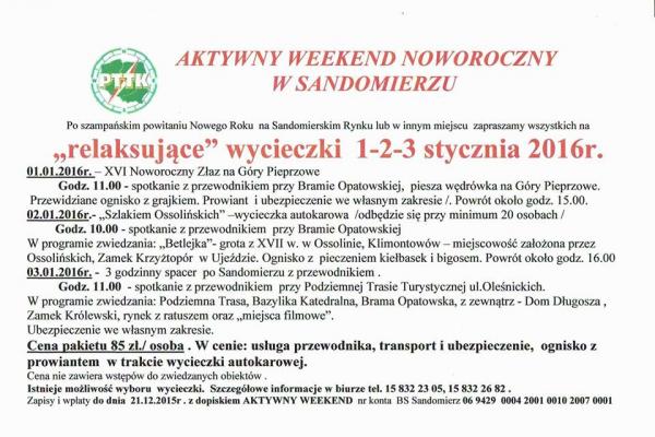 Relaksujący weekend z PTTK w Sandomierzu