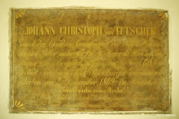 Kościół ewangelicki - Epitafium Johanna Christopha von Tutscheka