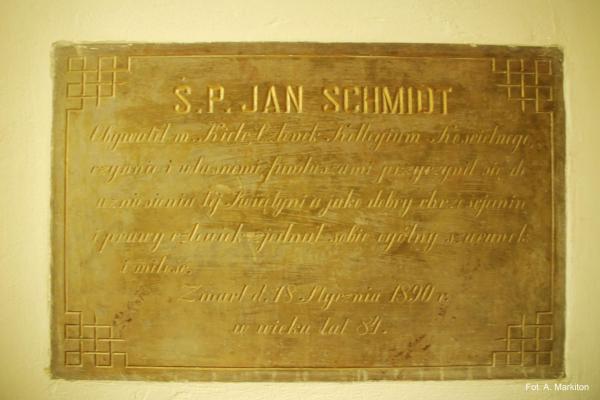 Kościół ewangelicki - Epitafium Jana Schmidta