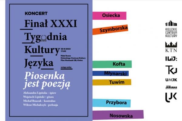 Finał XXXI Tygodnia Kultury Języka – koncert pt. PIOSENKA JEST POEZJĄ