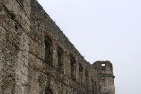 Ruiny pałacu w Podzamczu Piekoszowskim - Dziewięcioosiowa elewacja wschodnia