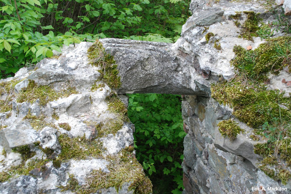 Międzygórz - Zamek - Zachowane fragmenty murów w części północno - zachodniej