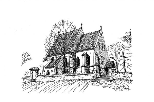 Kościół w Chotlu Czerwonym - Rycina - Roman Mirowski