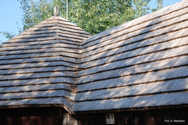 Studnia dworska z Gór Pińczowskich  - Wspólny gontowy dach