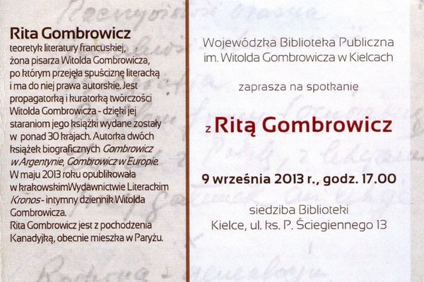 Spotkanie z Ritą Gombrowicz