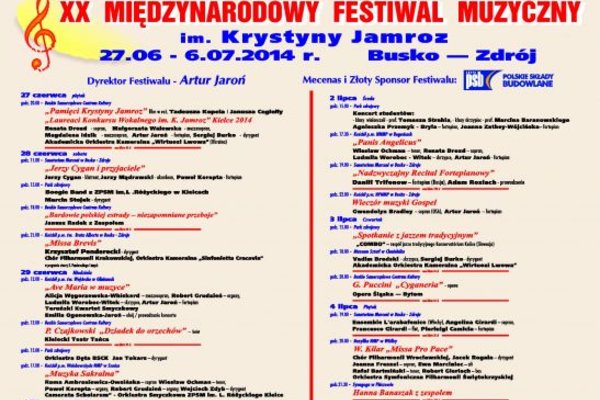 XX Międzynarodowy Festiwal Muzyczny im. Krystyny Jamroz 