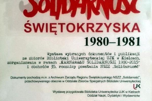 Wystawa pamiątek i wydawnictw dokumentujących 35-lecie NSZZ SOLIDARNOŚĆ